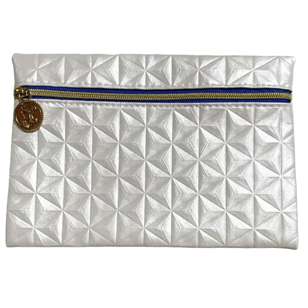 Ipsy Glam Bag March 2023 Aphrodite White Gold Greek Coin Zipper Empty Glambag
